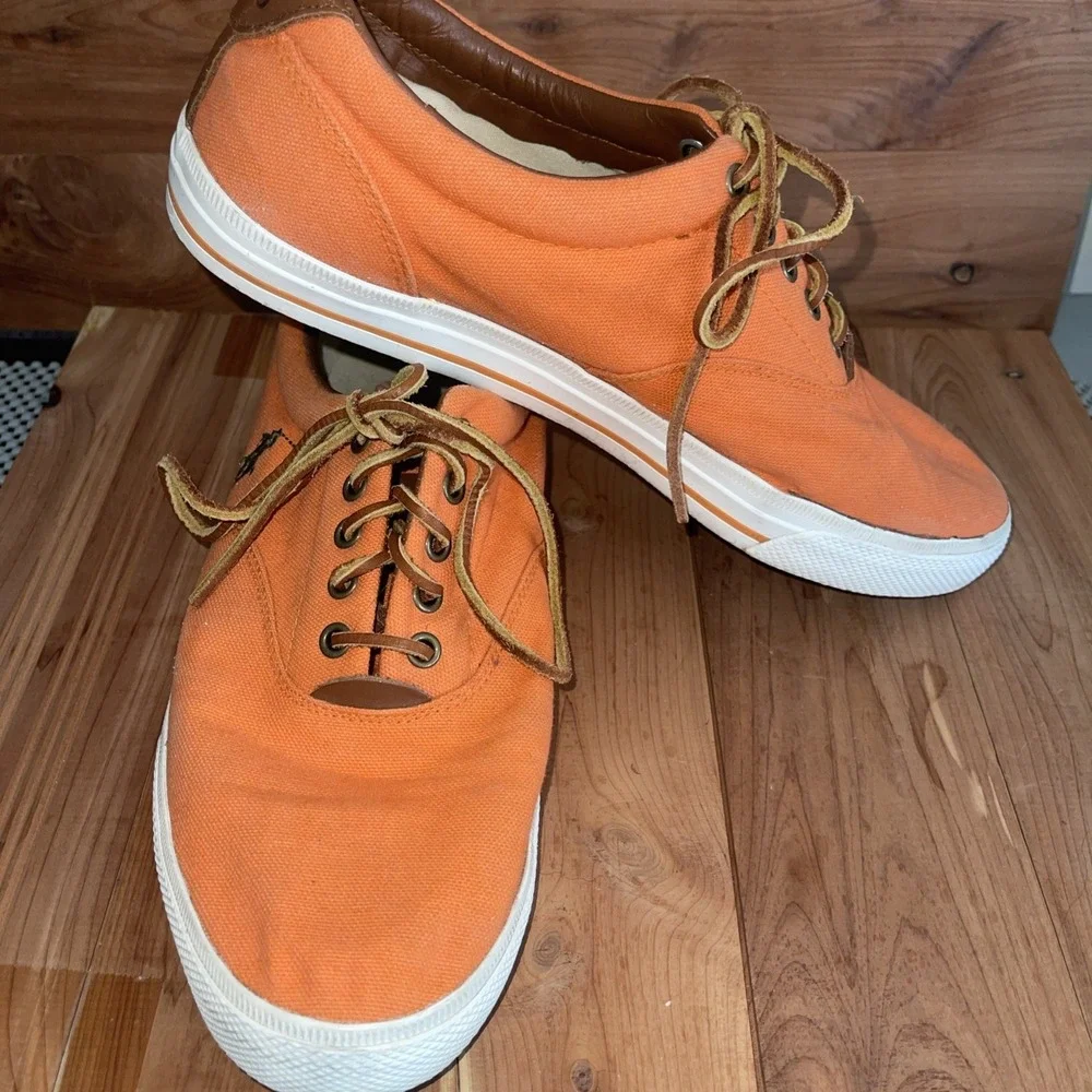 Polo Ralph Lauren Vaughn-SK-VLC Orange Canvas Lace-Up Sneakers Men's 10.5 D